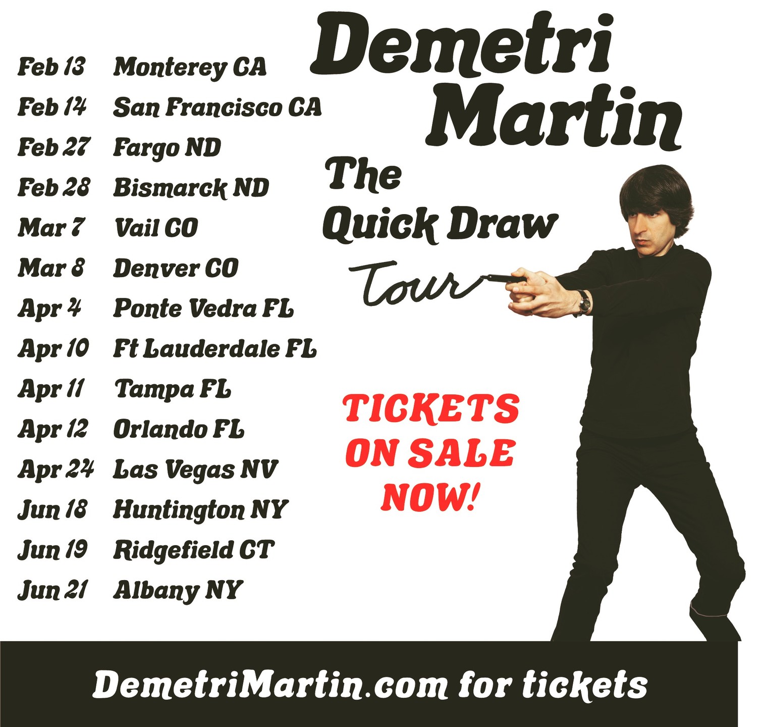Demetri Martin The Quick Draw Tour Poster 2026